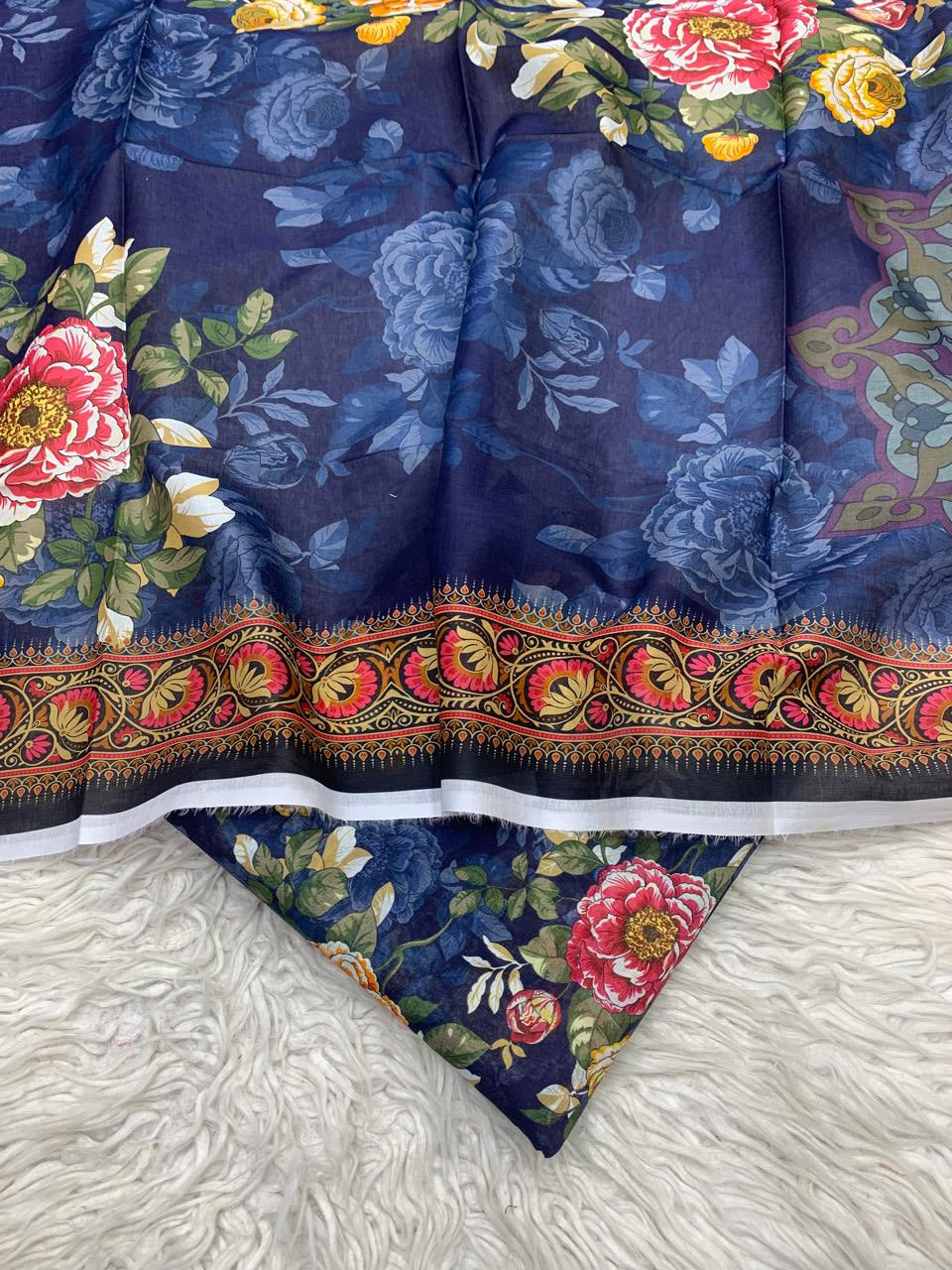 3Pc Lawn Allover Unstitched Suit Vol-0065