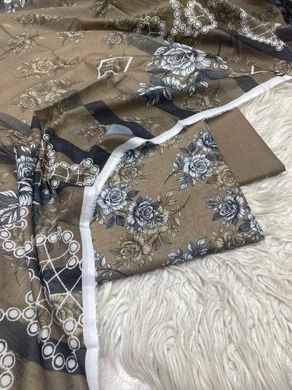 3Pc Lawn Digital Printed Unstitched Suit 15