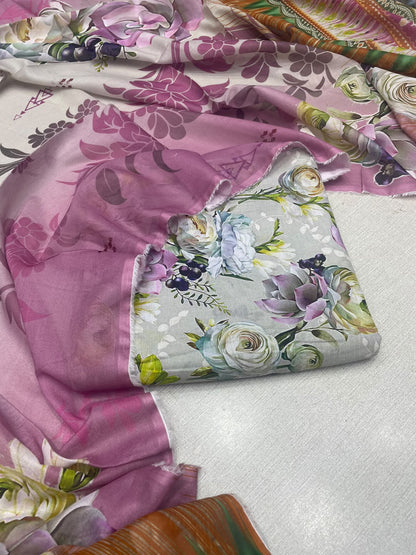 3Pc Bana Doria Lawn Unstitched Suit 0165