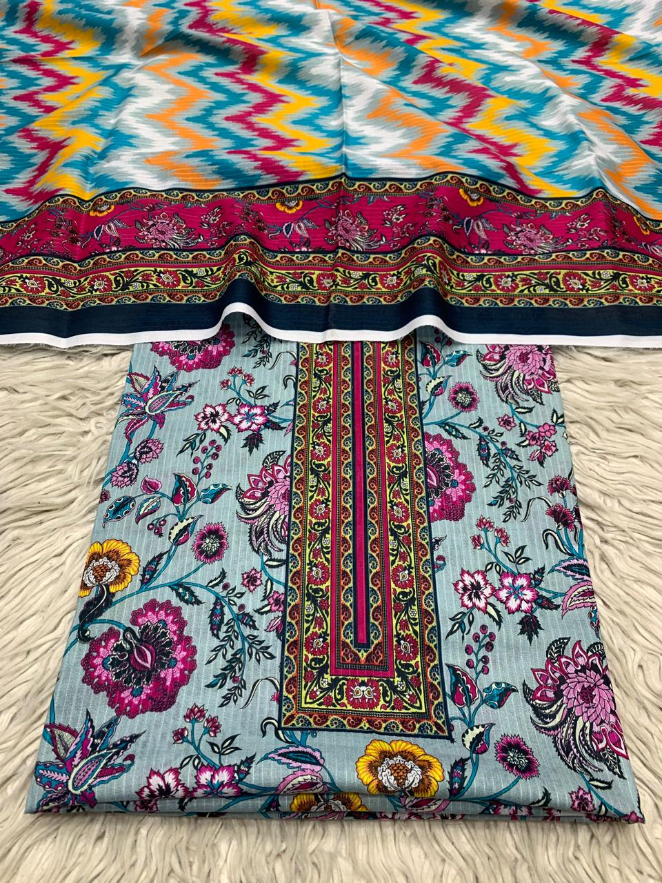 2Pc Bin Saeed Lawn Tana  Dora Kameez & Dupatta Printed Suit  Vol-3223