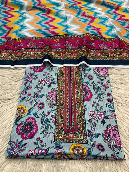 2Pc Bin Saeed Lawn Tana  Dora Kameez & Dupatta Printed Suit  Vol-3223