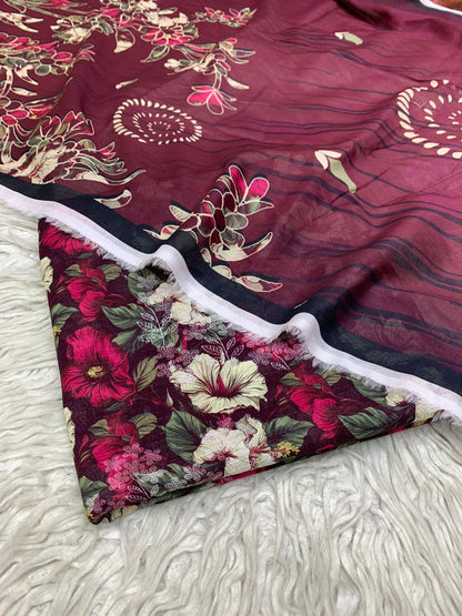 Sapphire 3Pc Bana Dora Lawn Unstitched Suit Vol-0127