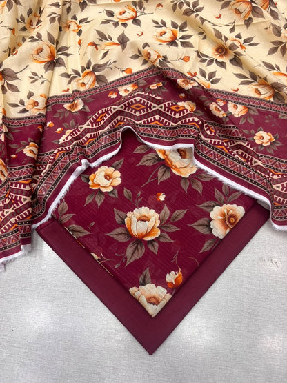 3Pc Bana Dora Lawn Unstitched Suit 14