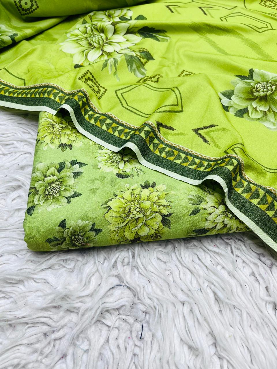 3Pc Dhanak allover Unstitched Suit vol-102