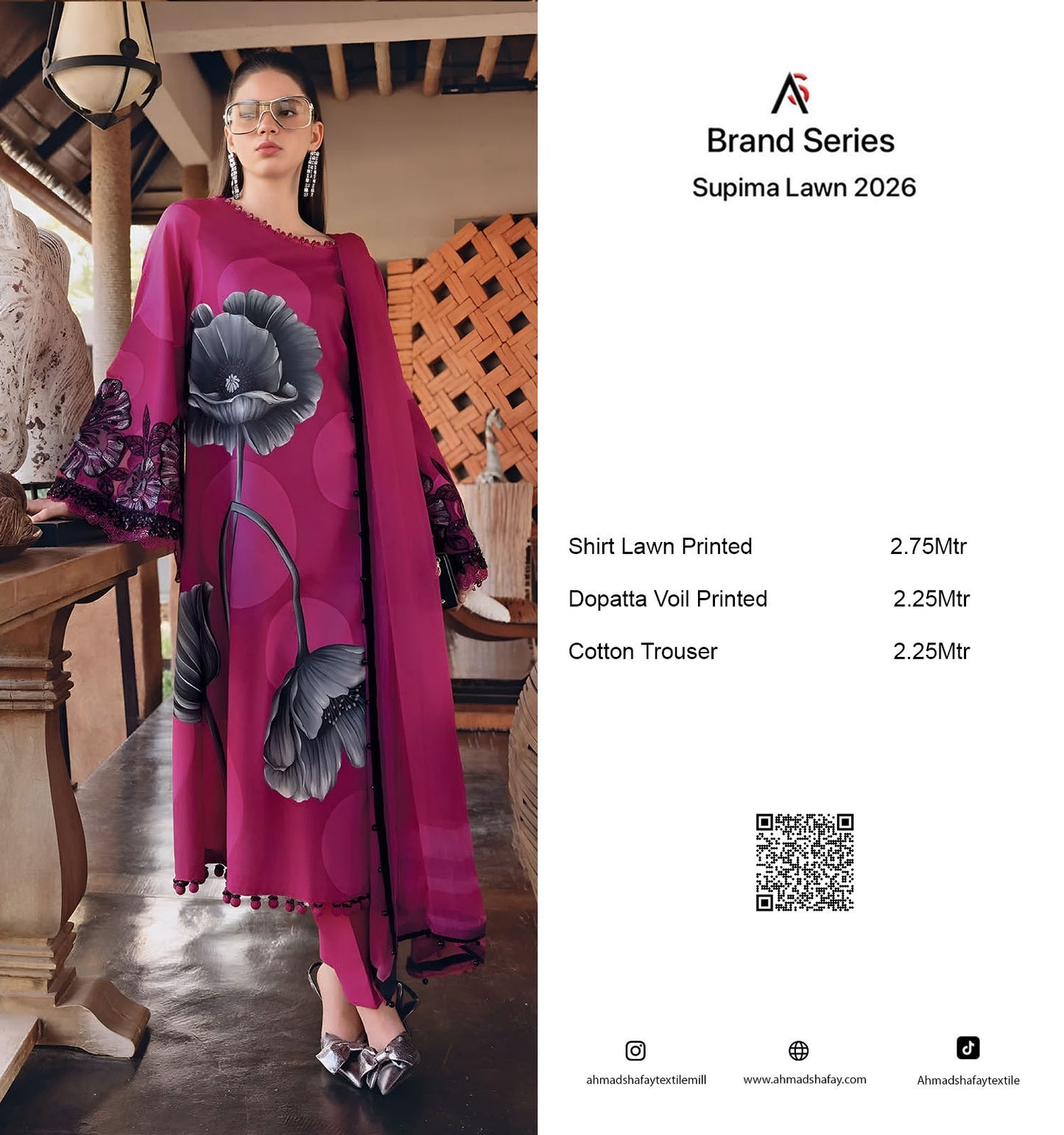 Supima Lawn 3Pc Unstitched Suit Vol-02