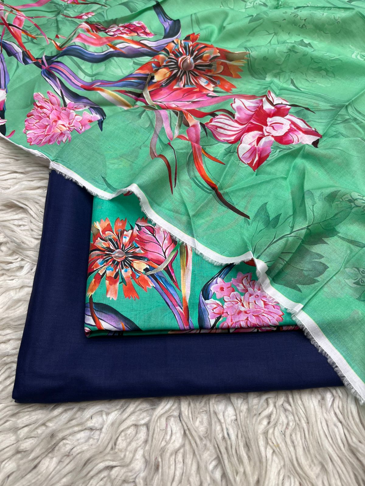 90x88 Lawn 3Pc Printed Suit Vol-0020