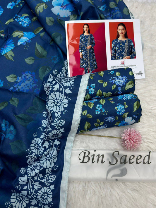 3Pc Slub Khaddar Allover Suit - 0076