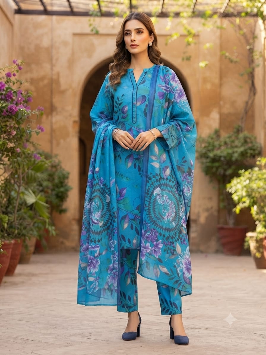 3Pc Same Printed Lawn Suit 570