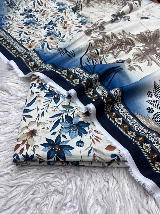 3Pc Slub Khaddar Unstitched Suit Vol-0137