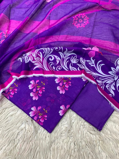 3Pc Lawn Digital Printed Unstitched Suit 15