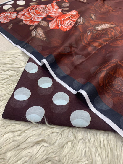 2Pc Bin Saeed Lawn Polka Dots Kameez & Dupatta Printed Suit  Vol-0220