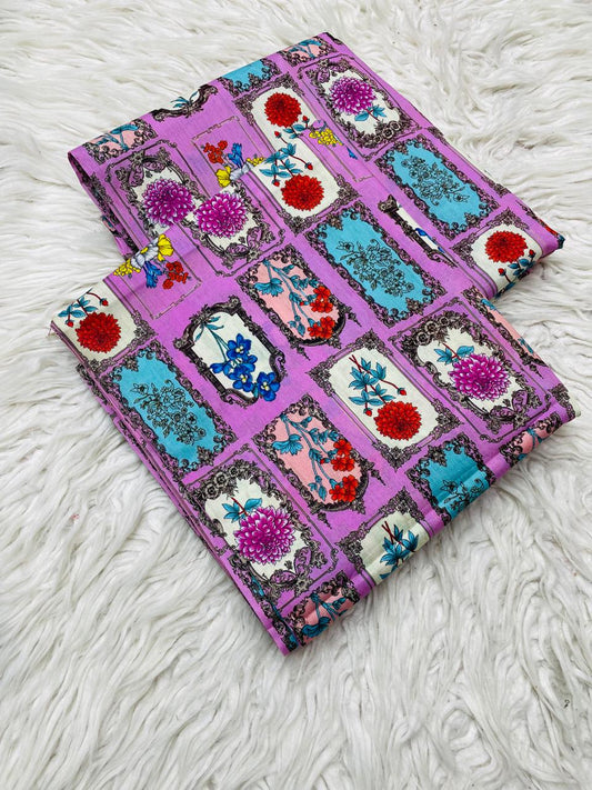 2 PC Lawn Allover Digital Printed Unstitched Suit Vol-0025