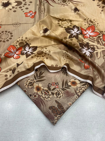 3Pc Slub Dhanak Unstitched Suit 0157