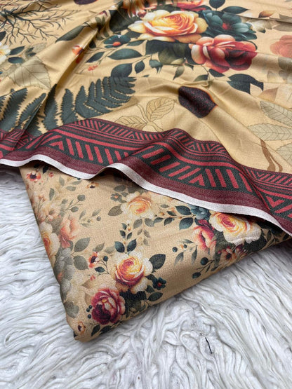 3Pc Dhanak allover Unstitched Suit Vol-102