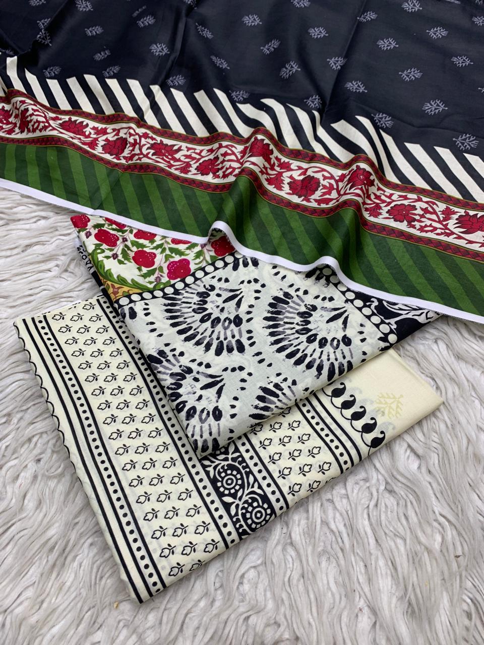 3 Peice Supima Lawn Suit Vol-698