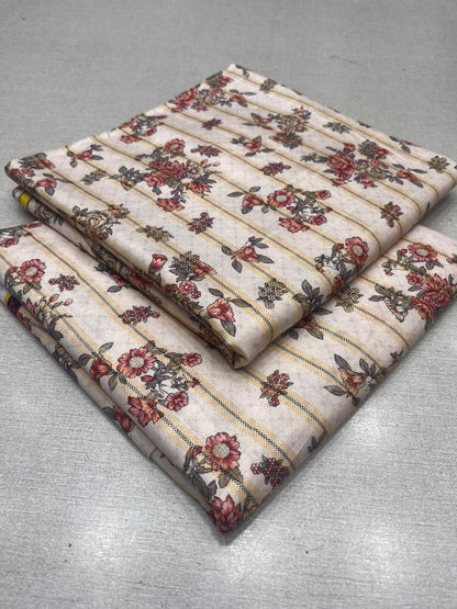 2Pc Zari Linen Same Printed Unstitched Suit 296
