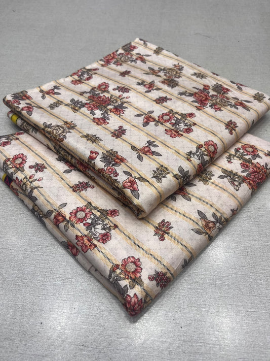 2Pc Zari Linen Same Printed Unstitched Suit 296