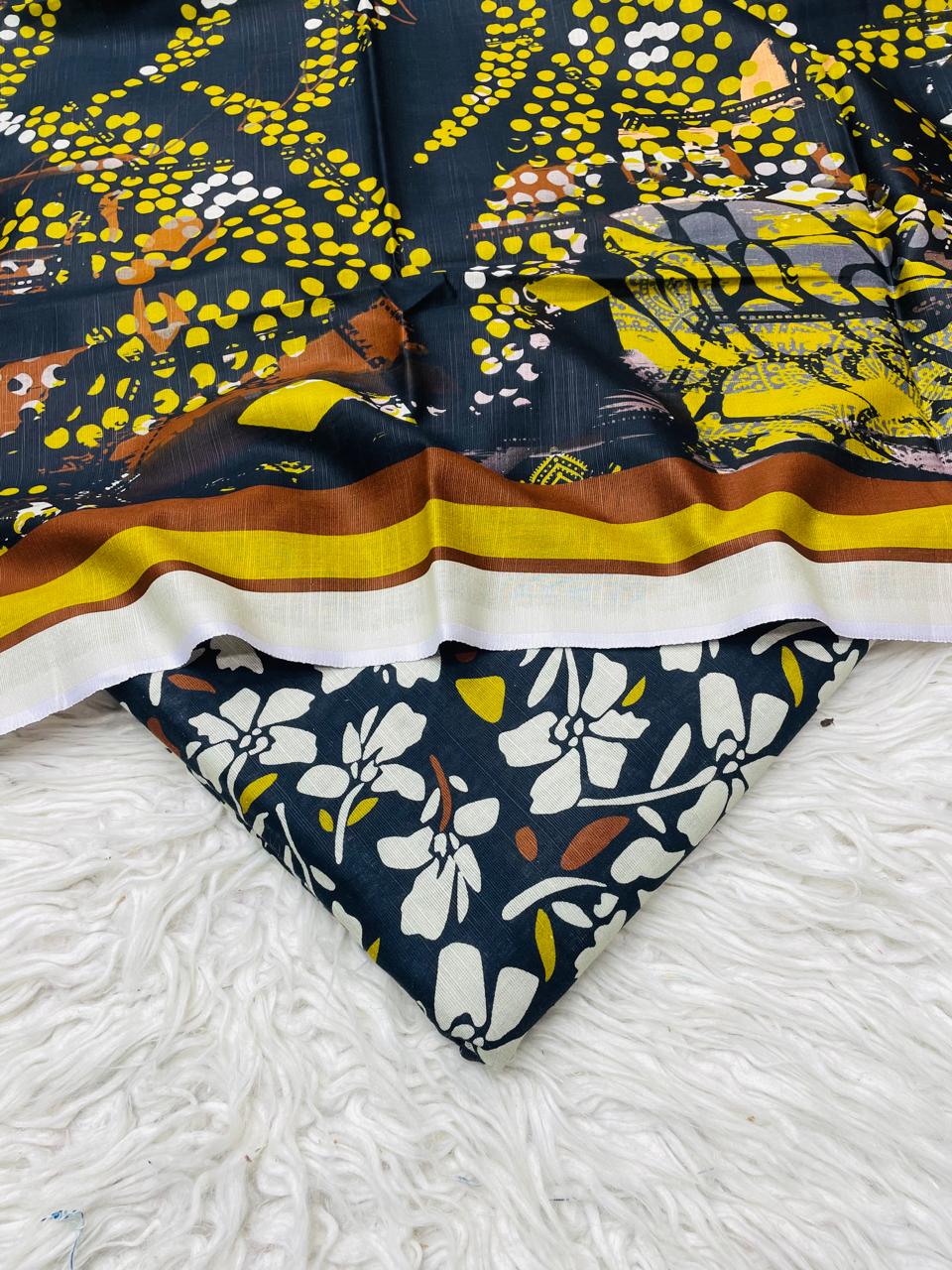 3 PC Slub Khaddar Allover Unstitched Suit Vol-0120