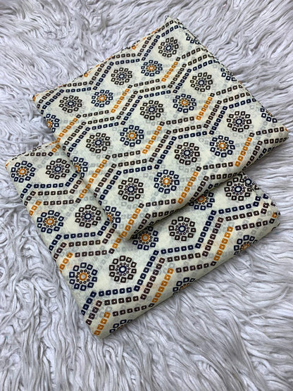 2Pc Supima Cross Slub Lawn Unstitched Suit  Vol-973