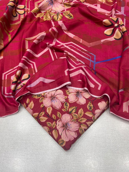 3Pc Slub Dhanak Unstitched Suit 0157