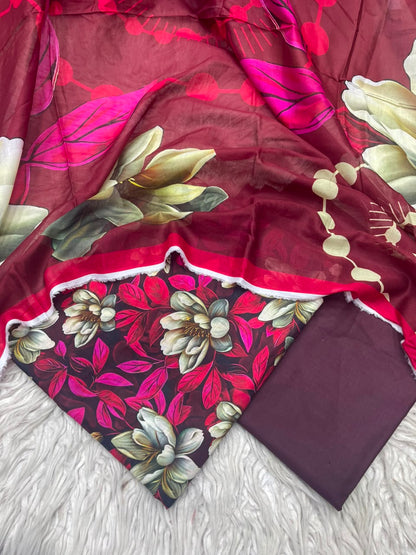 3Pc Lawn Digital Printed Unstitched Suit 15