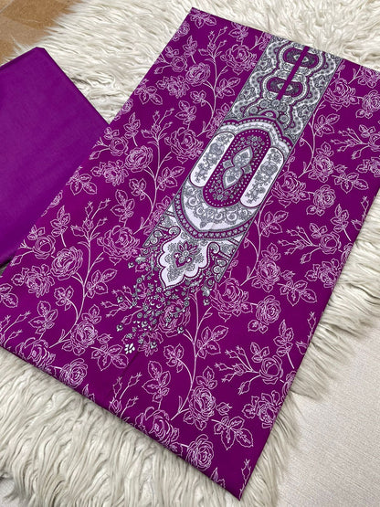 2Pc Bin Noor Fab Lawn Kameez & Dyed Trouser Suit Vol-50