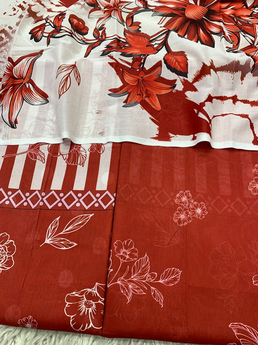 2Pc Supima Lawn Kameez & Duppata Printed Suit  Vol-3213