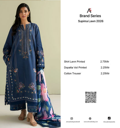 2Pc Supima Lawn Kameez & Trouser Printed Suit  Vol-02