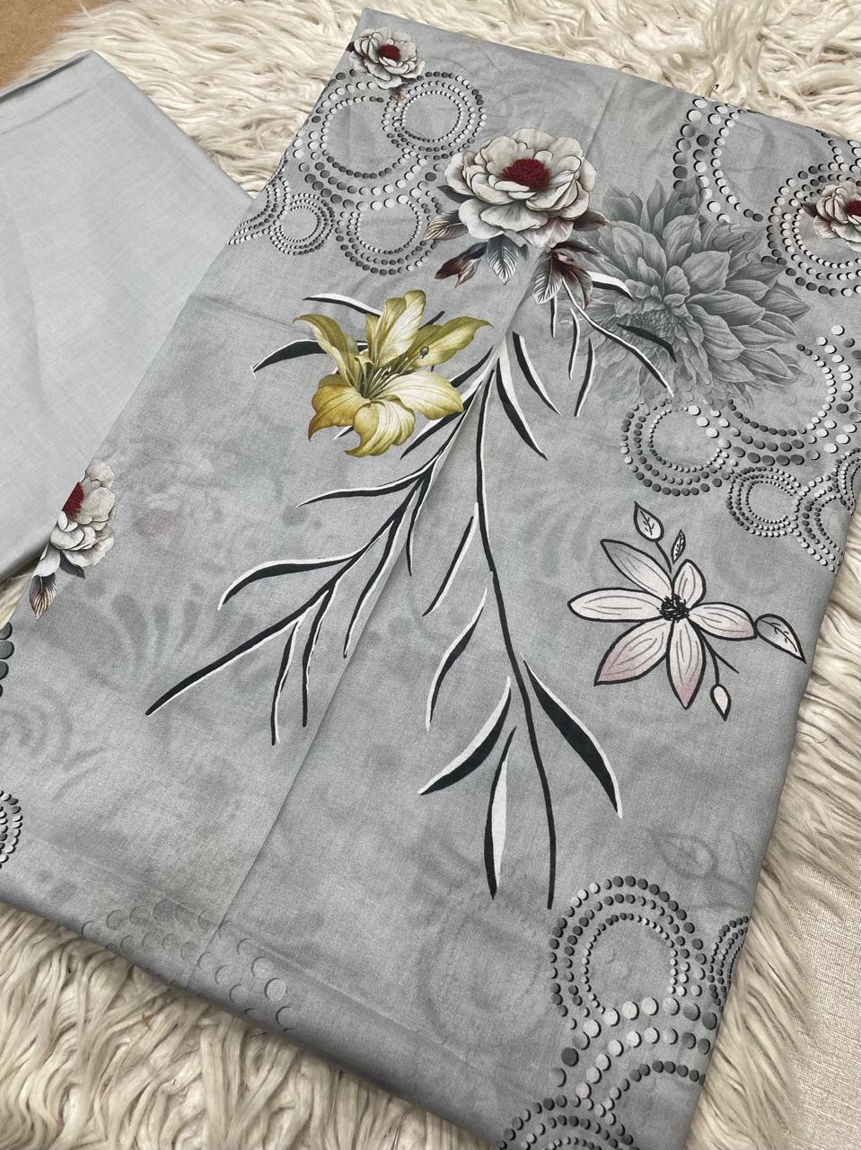 2pc Lawn Kameez & Dyed Trouser Suit Vol-998