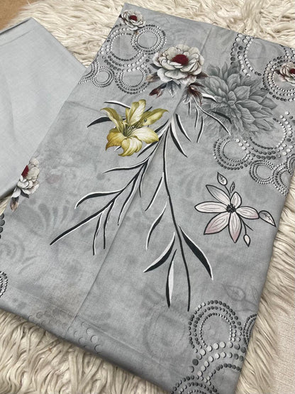2pc Lawn Kameez & Dyed Trouser Suit Vol-998