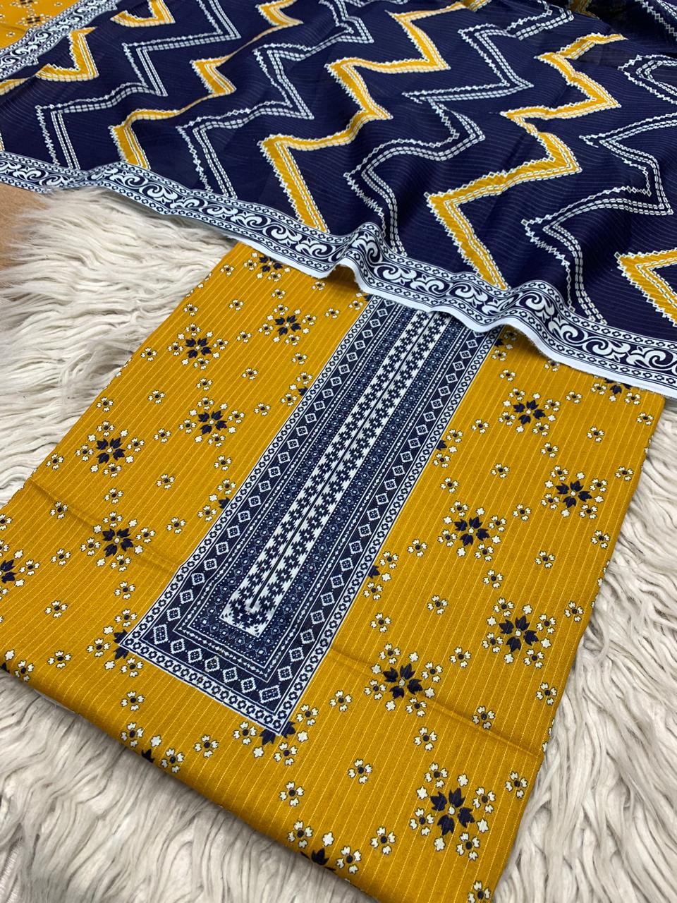 2Pc Bin Saeed Lawn Tana  Dora Kameez & Dupatta Printed Suit  Vol-3223