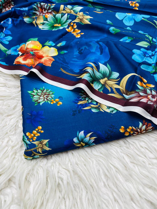 3Pc Linen Allover Unstitched Suit Vol-408