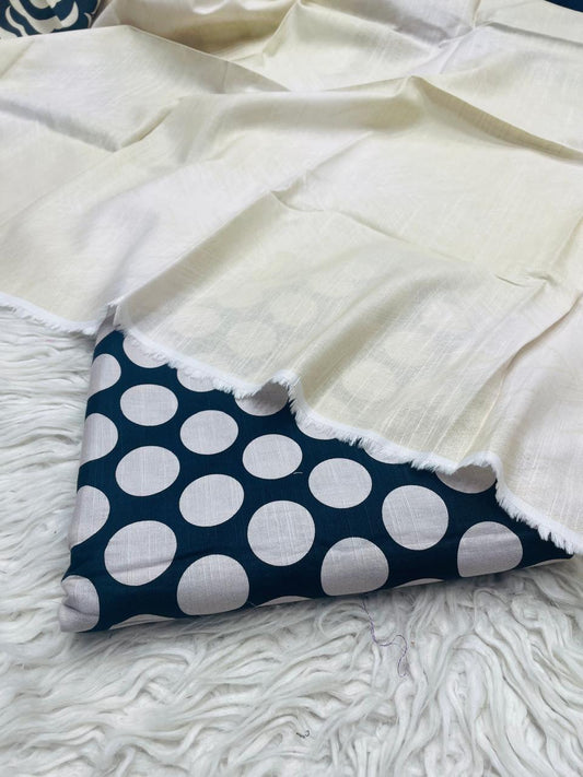 3 PC Slub Khaddar Allover Unstitched Suit Vol-0076