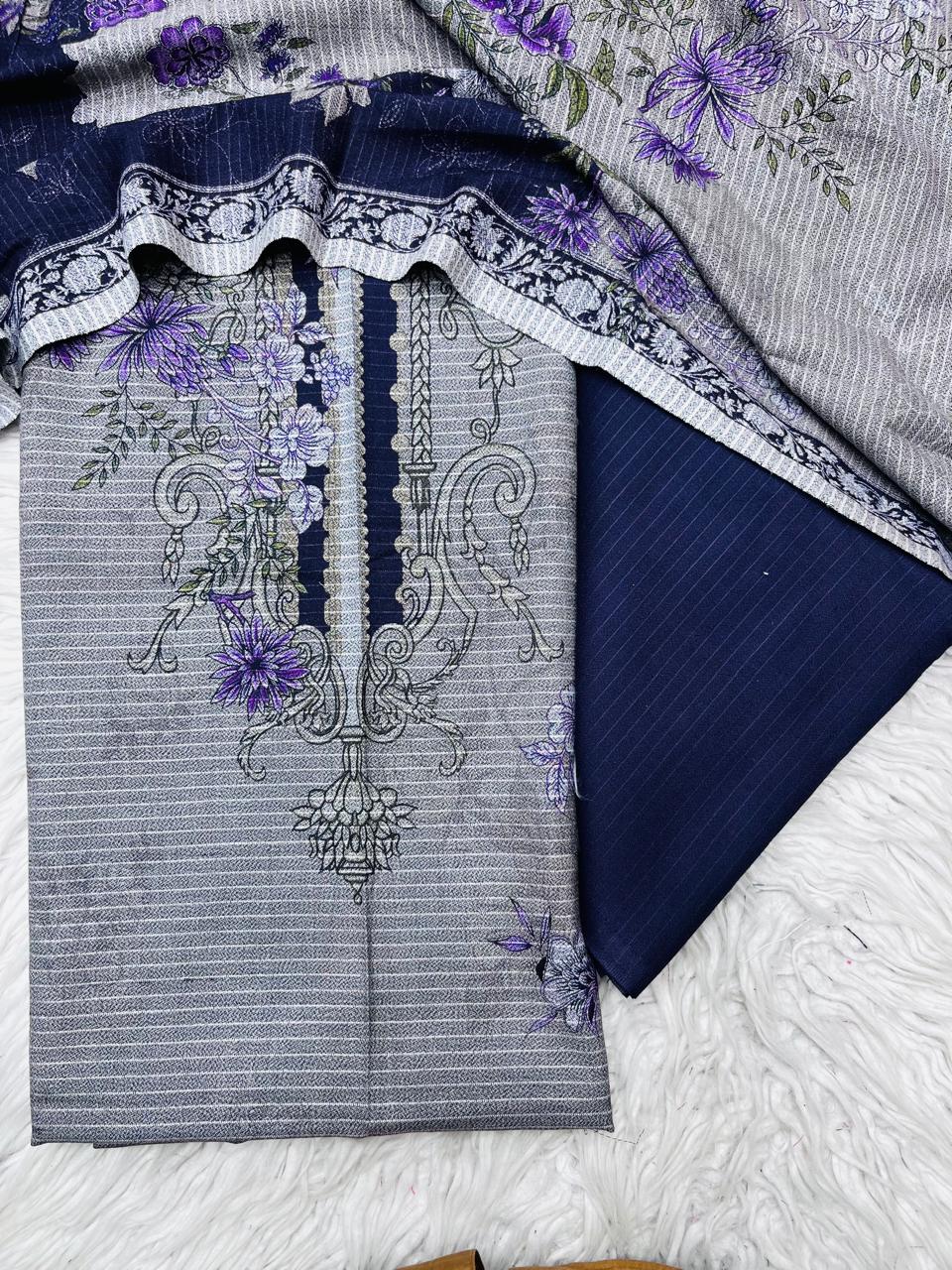 3Pc BanaDora Dhanak Unstitched Suit vol- 0113