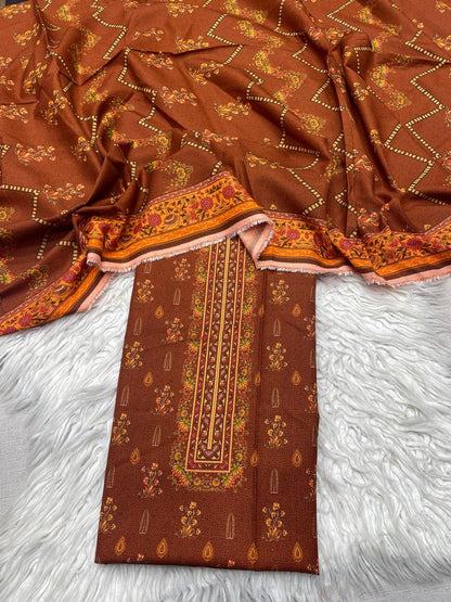 2 PC Dhanak Printed Kameez & Dupatta Unstitched Suit D#34761
