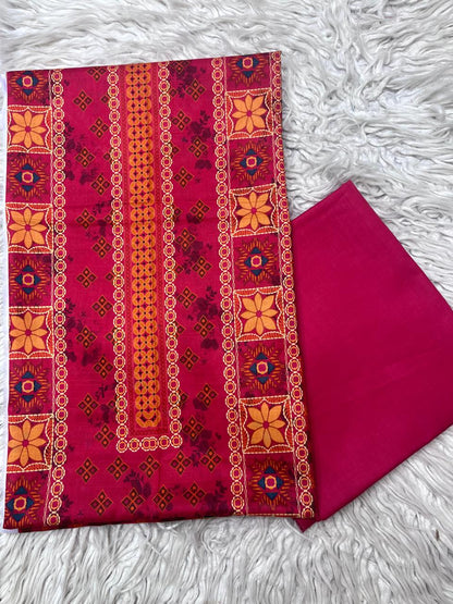 2Pc Lawn Kameez & Dyed Trouser Unstitched Suit Vol-35