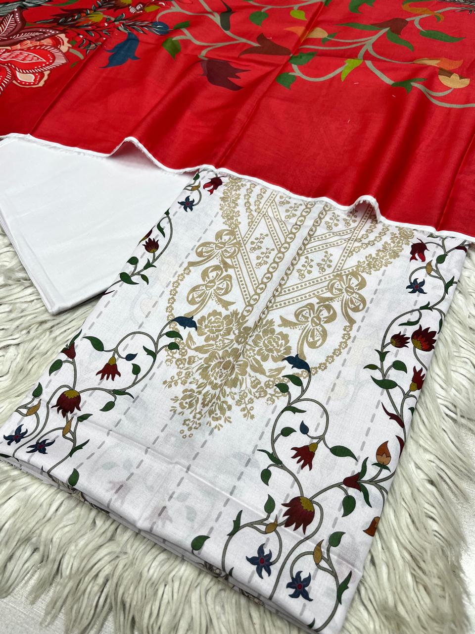 3Pc Supima Lawn Suit Vol-0011