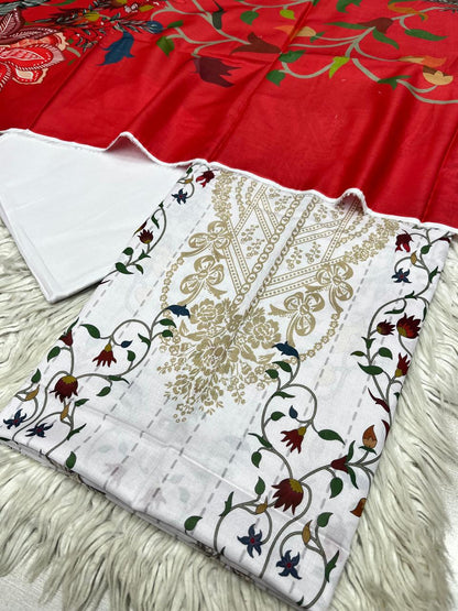 3Pc Supima Lawn Suit Vol-0011