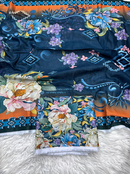 3Pc Slub Khaddar Unstitched Suit - 417