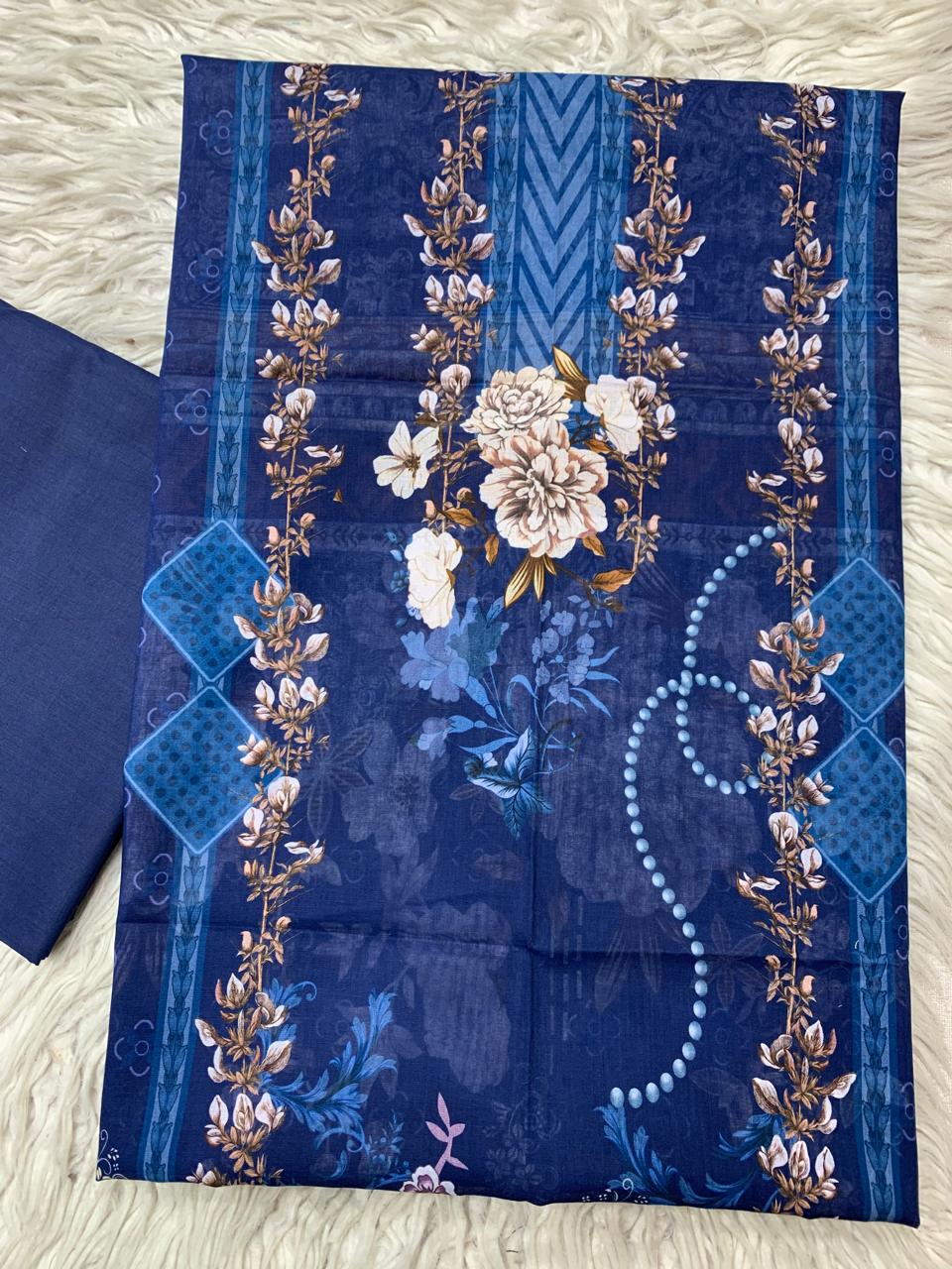 2Pc Bin Noor Fab Lawn Kameez & Dyed Trouser Suit Vol-41