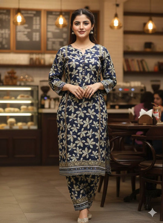2 PC Cotton Allover Unstitched Suit Vol-1939