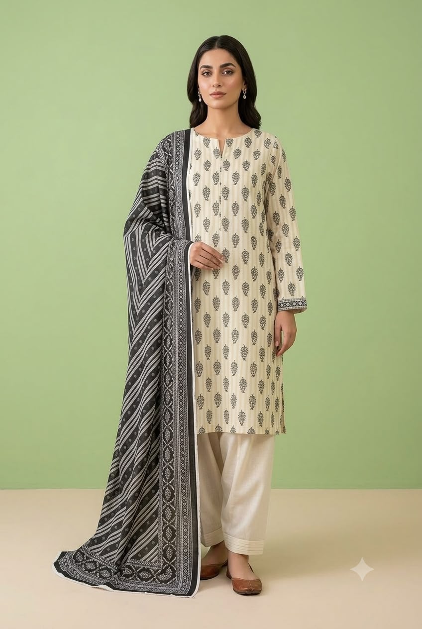 3Pc Slub Khaddar Unstitched Suit 24