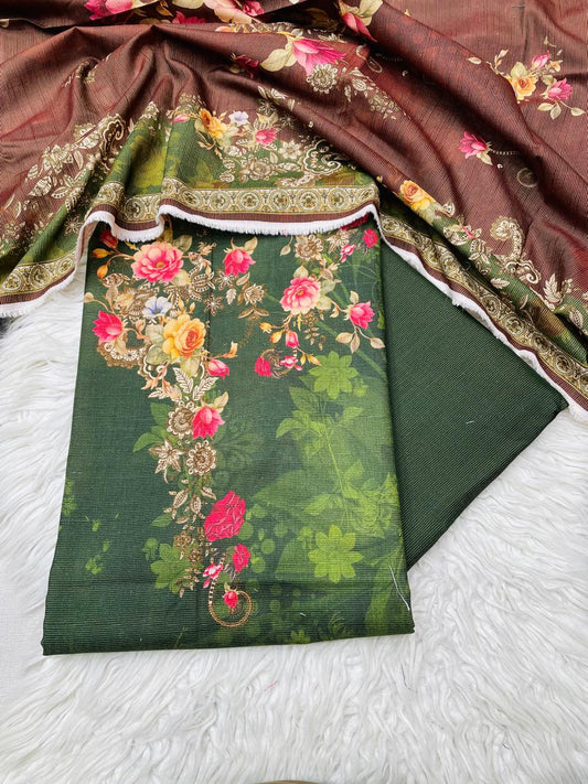 3Pc Chamki Khaddar Unstitched Suit Vol-0116