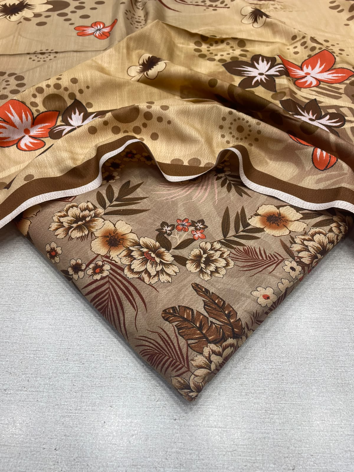 3Pc Slub Dhanak Unstitched Suit 0157