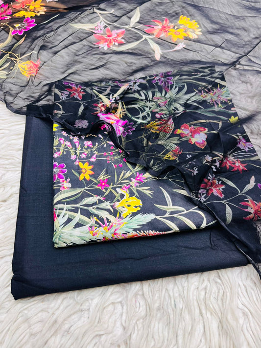 90x88 Lawn 3Pc Printed Suit Vol-0020