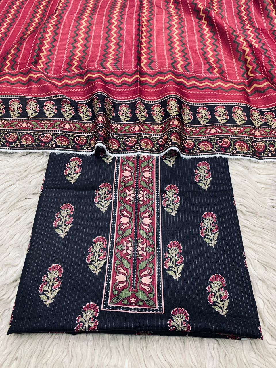 2Pc Bin Saeed Lawn Tana  Dora Kameez & Dupatta Printed Suit  Vol-3223