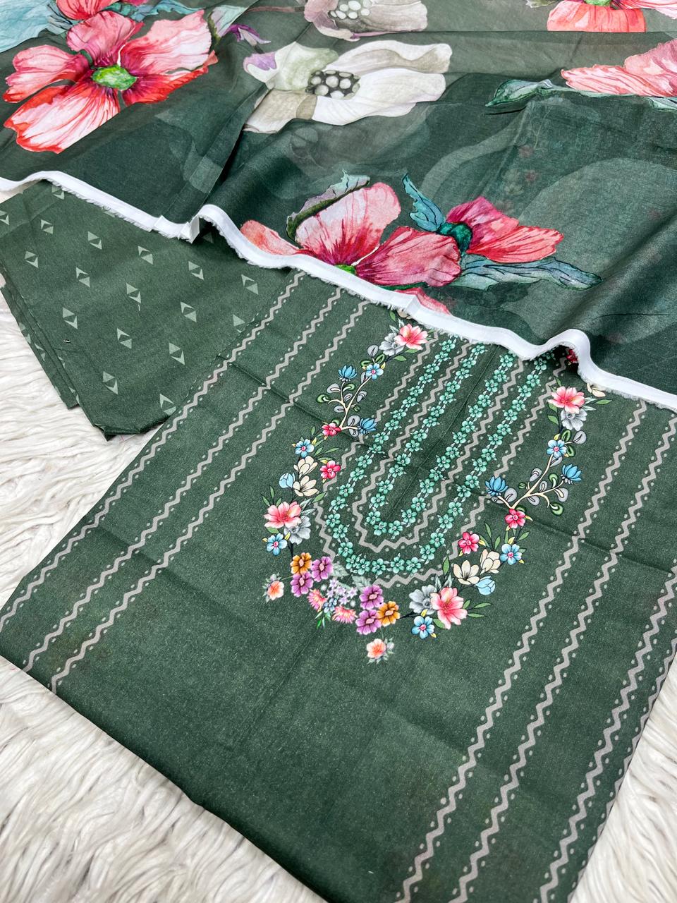 3Pc Supima Lawn Suit Vol-0011