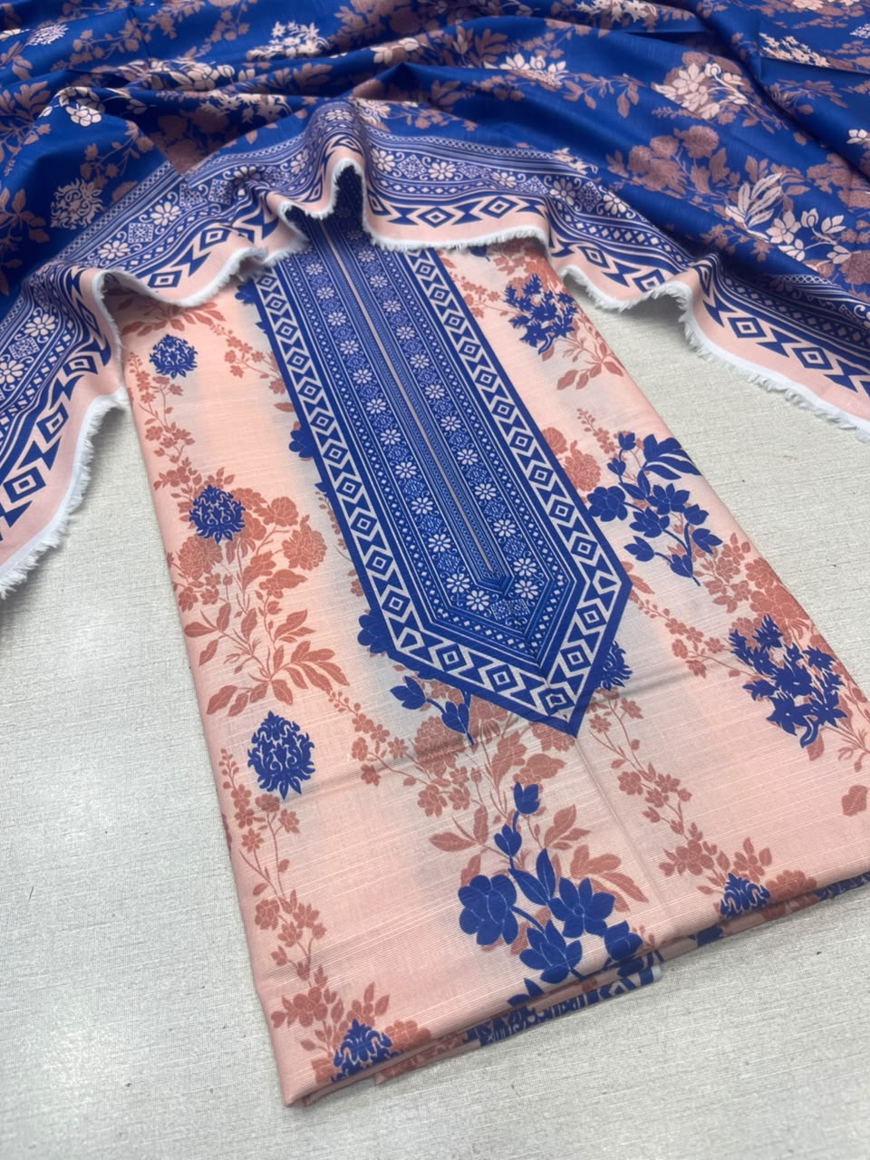 2Pc Slub Khaddar Kameez & Dupatta Suit 6237