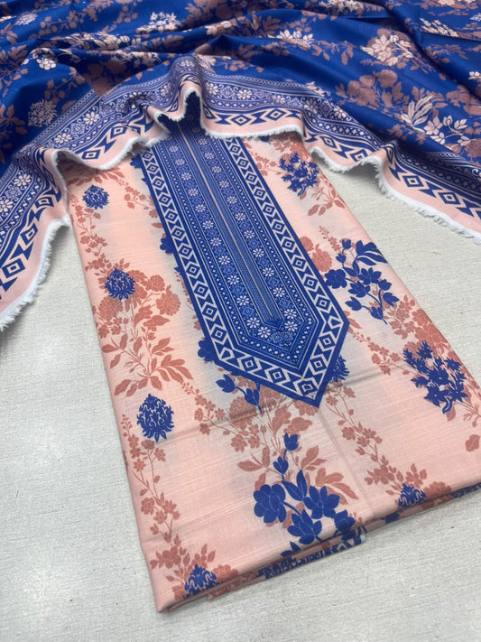 2Pc Slub Khaddar Kameez & Dupatta Suit 6237