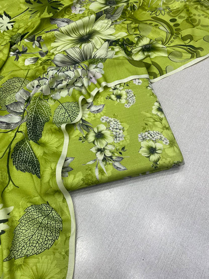 3Pc Slub Dhanak Unstitched Suit 0157